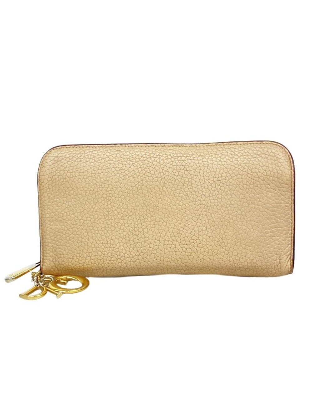 Dior Wallet Leather Beige Gold